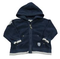 Tmavomodrá fleecová propínací mikina s kapucí 