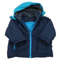 Tmavomodro-tyrkysová šusťáková lyžařská bunda s kapucí Papagino 