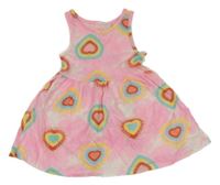 Ružovo-farebné srdiečkované bavlnené šaty F&F