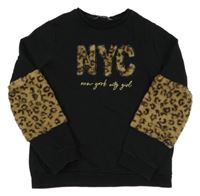 Čierno-béžová mikina s nápisom a chlpatymi rukávy George