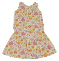 Biele bavlnené kvetované šaty s Kids