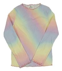 Duhové žebrované triko s ozdobným lemováním H&M