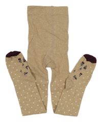 Béžovo-vínové punčocháče s puntíky Tu