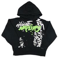 Čierna mikina s nápismi a kapucňou Unlocked