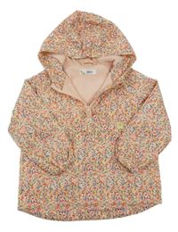 Světlerůžová šusťáková jarní bunda s kytičkami a kapucí Leigh Tucker