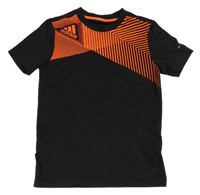 Černo-oranžové sportovní tričko s logem Adidas