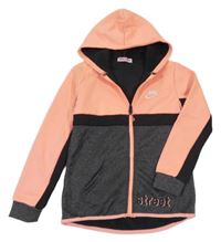 Neonově oranžovo-šedá softshellová bunda s kapucí a logem Nike