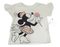 Nové - Bílé tričko s Minnií a volánky Disney