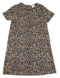 Hnědé semišové šaty s leopardím vzorem Zara