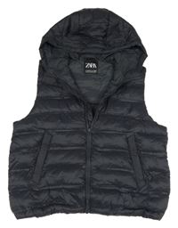 Tmavomodrá šusťáková zateplená vesta s kapucí Zara 