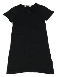 Čierne trblietavé svetrové šaty s mašlou H&M