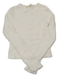 Smotanové rebrované crop tričko H&M
