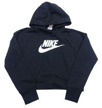 Čierna crop mikina s logom a kapucňou Nike