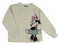 Světlešedá melírovaná mikina s Minnie Disney