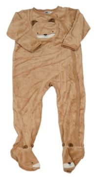 Hnědý sametový overal s medvídkem H&M