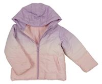 Levandulovo-světlerůžová prošívaná šusťáková zateplená bunda s kapucí St. Bernard
