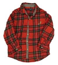 Červeno-černo-kostkovaná košile s liškou Next