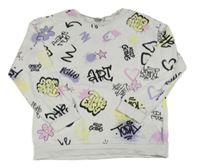 Biela mikina s graffiti nápisy a srdiečkami zn. LC WaIKIKI