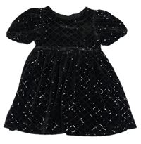 Černé kárované/flitrové šaty St. Bernard