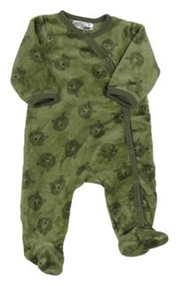 Khaki plyšová kombinéza s medvedíkmi Ergee