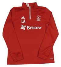 Červená funkčná futbalová mikina so znakom Adidas