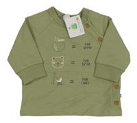 Nové - khaki prepínaci mikina s obrázkami a nápismi Topomini