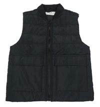 Čierna prešívaná šušťáková zateplená vesta H&M