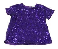 Purpurové tylové flitrové slavnostní crop tričko LEIGH TUCKER