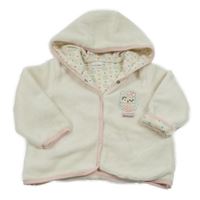 Smotanová plyšová podšitá bunda so sovičkou a kapucňou BORNINO