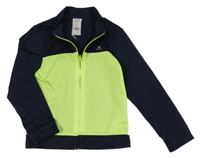 Tmavomodro-neonově zelená thermo propínací mikina Domyos