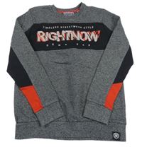 Antracitovo-čierno-červená mikina s nápismi C&A