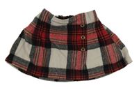 Bielo-čierno-červená kockovaná vlnená sukňa s gombíkmi Next