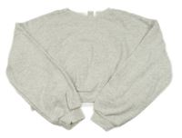 Svetlosivá melírovaná crop mikina s nápismi H&M