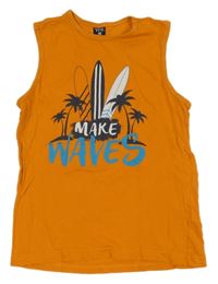 Pomerančové tielko so sufrmi a nápismi Y.F.K.