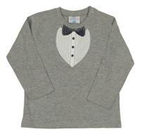 Sivé melírované tričko s tištěným motýlkom Topomini