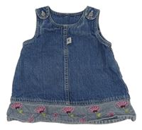 Modrá rifľová šatová tunika s kvietkami C&A