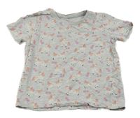 Sivé melírované tričko s jednorožcami PRIMARK