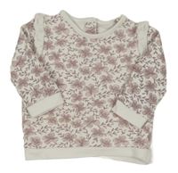 Biela mikina s kvetmi a větvičkami a volánikmi Tu