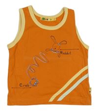 Tmavooranžovo-svetložlté tielko so zajačikom a pruhmi