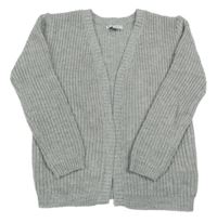 Šedý melírovaný žebrovaný svetrový cardigan se třpytkami PRIMARK