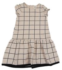 Světlepudrovo-čierne kockované mačkané šaty H&M