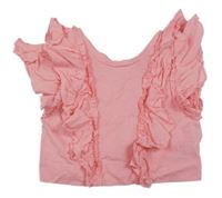 Růžové crop tričko s volánky KIDS