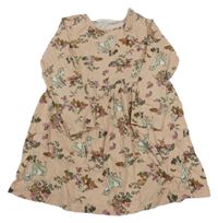 Pudrové šaty so zvieratkami a kvietkami H&M