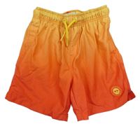 Tmavooranžovo-oranžovo-žlté plážové kraťasy s nášivkou PRIMARK