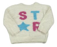 Krémový chlpatý sveter s písmeny hviezdičkou Matalan