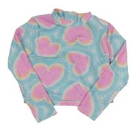 Modro-neónově ružové UV crop tričko so srdiečkami Primark