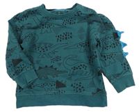 Tmavozelená mikina s dinosaurami Mothercare