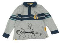 Šedo-tmavomodré polo mikinotriko s pruhmi a Gruffalem Tu