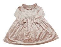 Růžové sametové šaty s límečkem H&M