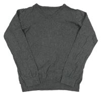 Tmavosivý melírovaný ľahký sveter Dunnes